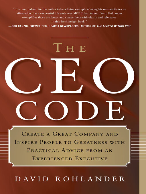 Title details for The CEO Code by David Rohlander - Available